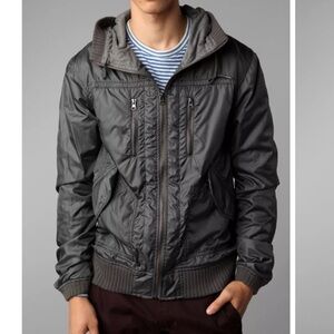 Alpha Industries Jarhead Jacket black grey hooded bomber size LARGE